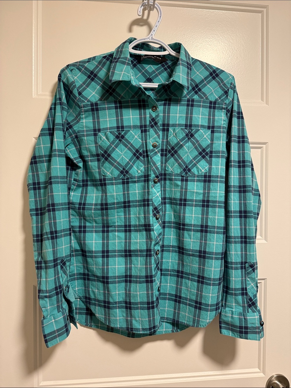 Under Armour Teal and Navy Plaid Button-Down Shirt